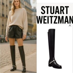 Stuart Weitzman 5050 Pearl Leather Knee-High Boots